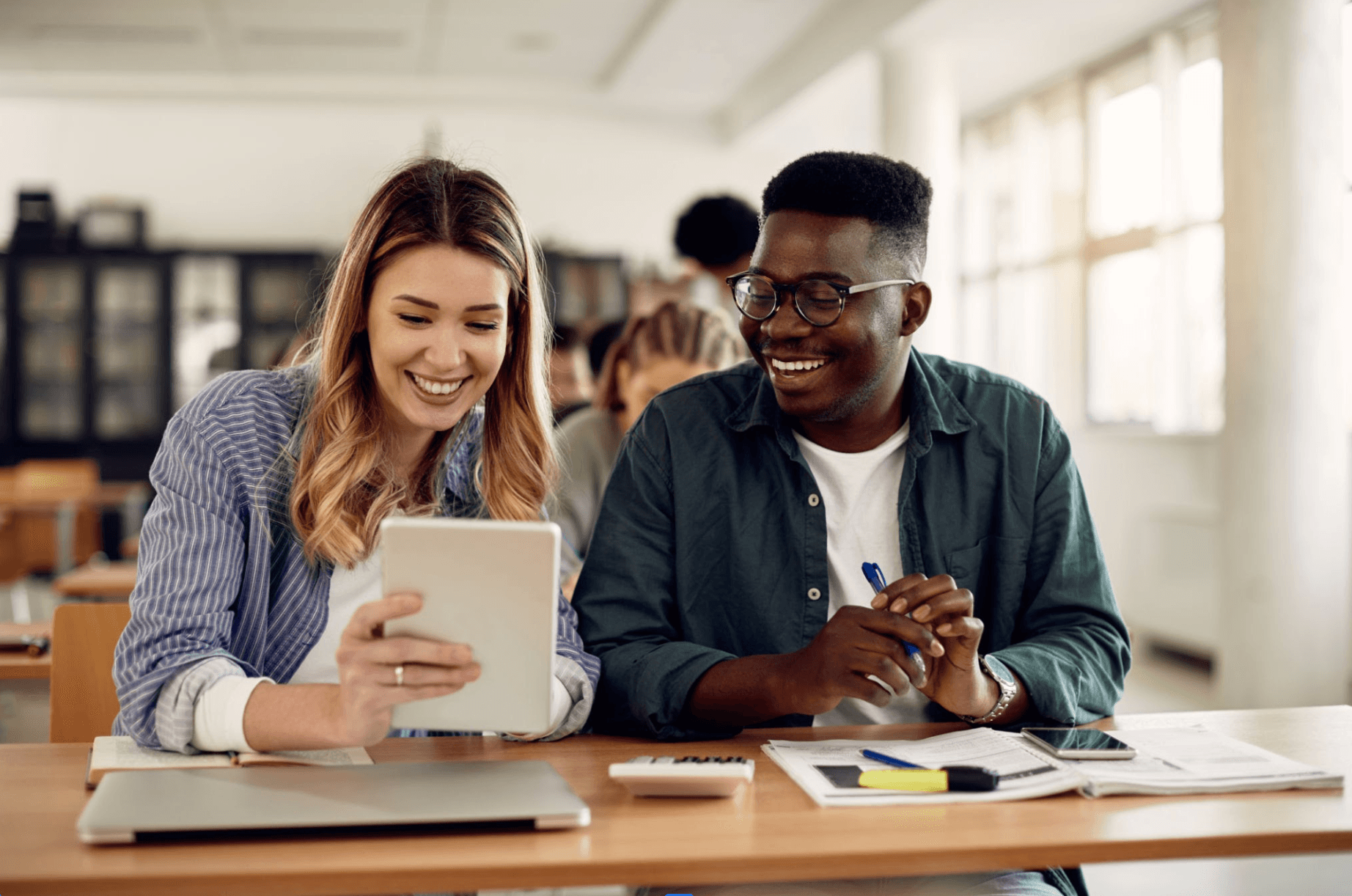 Student working at desk